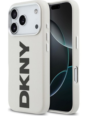 DKNY Apple iPhone 17 Pro Uyumlu Kılıf Orjinal Lisanslı M-safe Şarj Özellikli PU Büyük Dikey Logolu Kapak