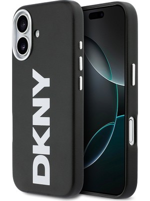 DKNY Apple iPhone 17 Uyumlu Kılıf Orjinal Lisanslı M-safe Şarj Özellikli PU Büyük Dikey Logolu Kapak