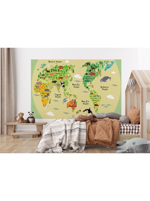 the mr east Eğitici Dünya Haritası Dünya Atlası Çocuk ve Bebek Odası Duvar KAĞIDI-3773