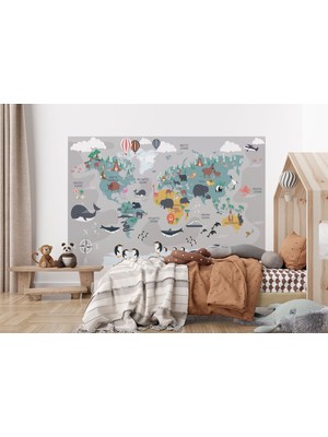 the mr east Çocuk ve Bebek Odası Duvar Kağıdı Hayvanlar Alemi Eğitici ve Öğretici -3821