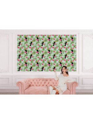 the mr east Tropikal Papağanlar Çiçekli Ağaç Yaprakları Duvar KAĞIDI-5560