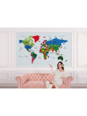 the mr east Dünya Haritası Duvar Kağıdı Detaylı Ülke ve Başkentli Ingilizce Dünya HARITASI-1703