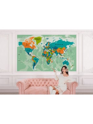 the mr east Ingilizce Dünya Haritası Duvar Kağıdı Okyanuslu Eğitici DETAYLI-2543