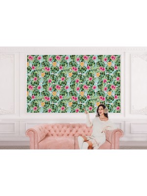 the mr east Tropikal Çiçekli Ağaç Yaprakları Duvar KAĞIDI-5567