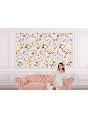 the mr east Renkli Çiçekler Desenli Duvar KAĞIDI-5735