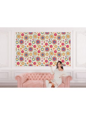 the mr east Renkli Etnik Dairesel Çizimler Duvar KAĞIDI-5729