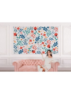 the mr east Renkli Çiçekler Desenli Duvar KAĞIDI-5650