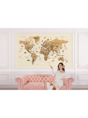 the mr east Renkli Dünya Haritası Duvar Kağıdı Detaylı Ülke ve Başkentli Ingilizce Dünya HARITASI-1768