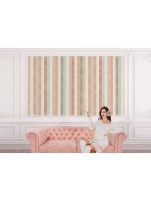 the mr east Iskandinav Tarzı Minimalist Şık Çizgili Pastel Tonlu Duvar KAĞIDI-5505