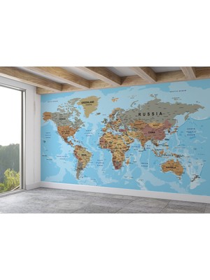 the mr east Detaylı Ingilizce Dünya Haritası Duvar Kağıdı -2183