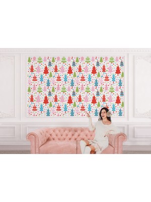 the mr east Renkli Ağaçlar Desenli Duvar KAĞIDI-5719