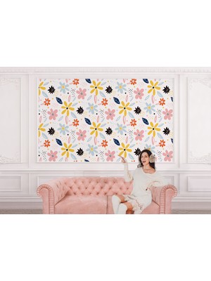 the mr east Renkli Soyut Çiçek Tasarım Duvar KAĞIDI-5520