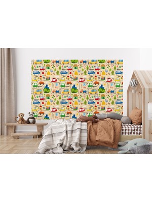 the mr east Sevimli Trafik Desenli Öğretici Çocuk Odası Duvar KAĞIDI-5757