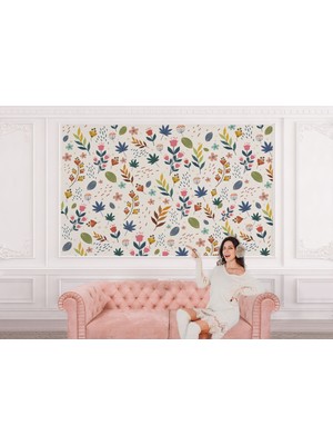 the mr east Renkli Çiçekler Desenli Duvar KAĞIDI-5649