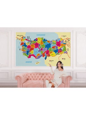 the mr east Türkiye Haritası Il ve Ilçeli Ayrıntılı Eğitici Komşulu Duvar Kağıdı 3005