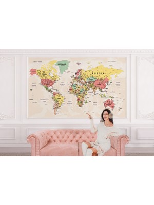 the mr east Dünya Haritası Duvar Kağıdı Detaylı Ülke ve Başkentli İNGILIZCE-2535