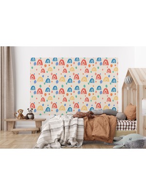the mr east Renkli Gökküşağı Desenli Çocuk Odası Duvar KAĞIDI-5771