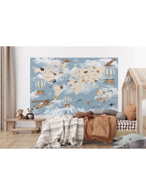 the mr east Çocuk ve Bebek Odası Duvar Kağıdı Hayvanlar Alemi Eğitici ve Öğretici -1106