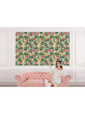 the mr east Tropikal Çiçekli Ağaç Yaprakları Duvar KAĞIDI-5566