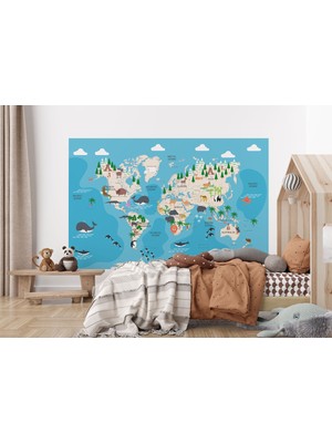 the mr east Çocuk ve Bebek Odası Duvar Kağıdı Hayvanlar Alemi Eğitici ve Öğretici -3802