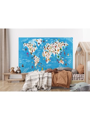 the mr east Çocuk Odası Duvar Kağıdı Hayvan Desenli Eğitici Öğretici Duvar KAĞIDI-1074
