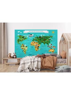the mr east Eğitici Dünya Haritası Çocuk Odası Duvar KAĞIDI-3780