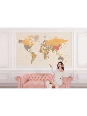 the mr east Detaylı Öğretici Ingilizce Dünya Haritası Duvar KAĞIDI-1073