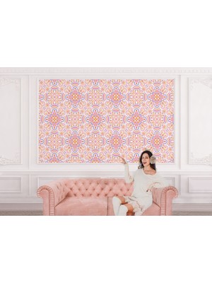 the mr east Etnik Desenli Duvar Kağıdı Renkli Mandala Duvar KAĞIDI-5646