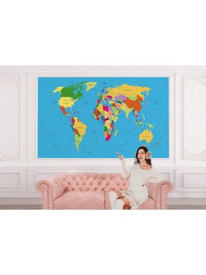the mr east Ingilizce Dünya Haritası Duvar Kağıdı Eğitici Öğretici DETAYLI-1058