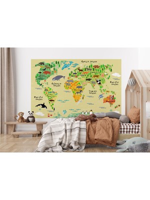 the mr east Çocuk ve Bebek Odası Duvar Kağıdı Hayvanlar Alemi Eğitici Dünya HARITASI-3772