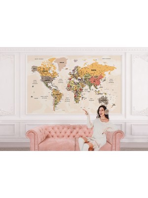 the mr east Türkçe Dünya Haritası Son Derece Ayrıntılı Eğitici Okyanuslu Duvar KAĞIDI-2524