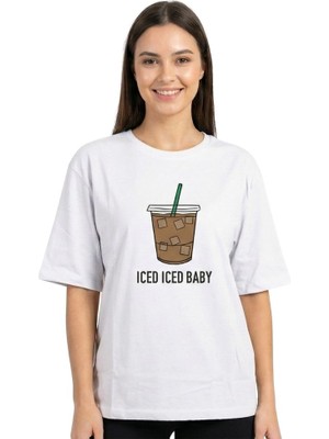 Iced Baskı Enfield&co Kadın T-Shirt Iced Ekru