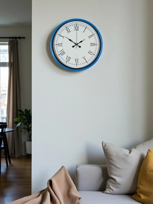 MiraLive Zentime 36 cm Mavi Dekoratif Duvar Saati