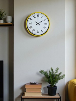 MiraLive Zentime 36 cm Sarı Dekoratif Duvar Saati