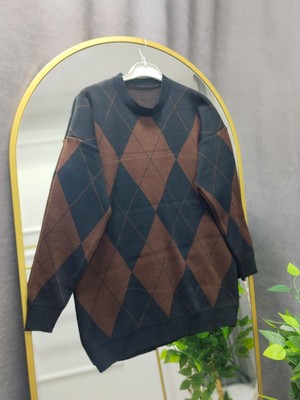 Nisa Butik Giyim Baklava Desenli Triko Kazak