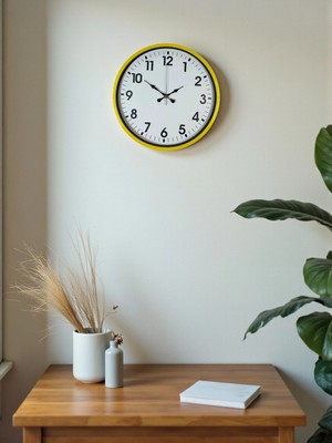 MiraLive Zentime 36 cm Sarı Dekoratif Duvar Saati
