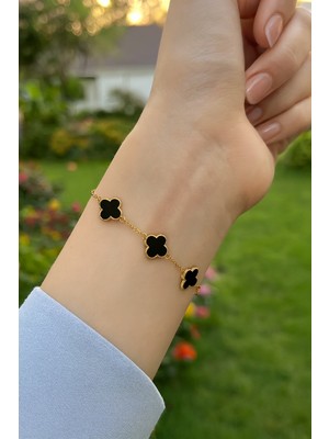 MiraveLux 925 Ayar Gümüş Zincirli  Yonca Bileklik