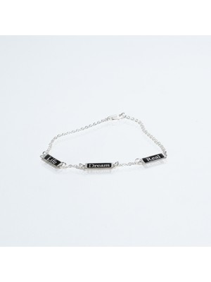 MiraveLux 925 Ayar Gümüş Life Dream Real Yazılı Gümüş Bileklik