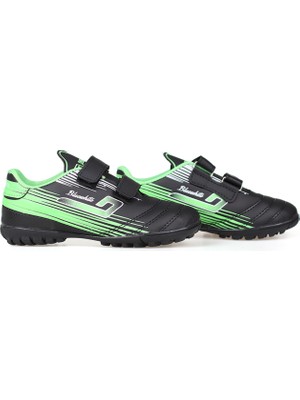 Kajila Erkek Çocuk Siyah Yeşil Halı Saha Ayakkabı - Bağcıklı, Rahat Konforlu ve Dayanıklı Futbol Ayakkabısı