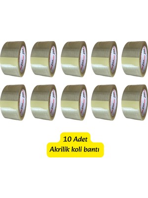 Doori 10 Adet 45X100MT Akrilik Koli Bandı Akrilik Kopmaz Koli Bantı Ambalaj Bantı Şeffaf