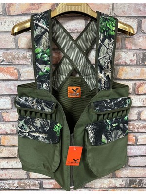 Dargo Askılı Haki Yaprak Desenli Kamuflaj Avcı Yeleği - 3xl