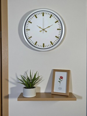 MiraLive Beyaz Zarafet 40 cm Metal Duvar Saati