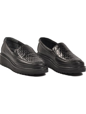 Voyager Z399 Anatomik Hakiki Deri Siyah Kadın Günlük Ayakkabı