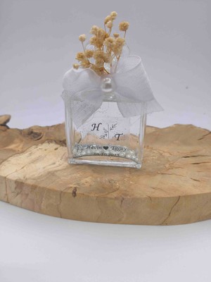 Demet Art Studio 10 Adet 50 Ml.cam Şişede Inci ve Sim Süslemeli Söz Nişan Düğün Hediyeliği