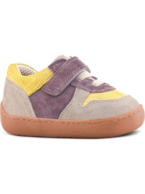 Rakerplus Bob Hakiki Deri Vizon Sarı Barefoot Cırtlı Lastikli Bebek Sneaker Ayakkabı