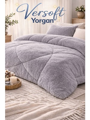 Shal Home Çift Kişilik Lüx Wellsoft Yorgan Gri Kapitone Kumaş 195 x 215 cm Yumuşak Dokulu