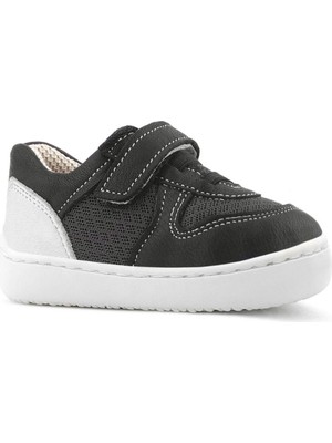 Rakerplus Bob Hakiki Deri Siyah Barefoot Cırtlı Lastikli Bebek Sneaker Ayakkabı