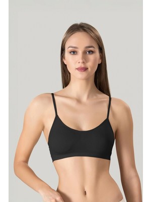 MiraLive Kadın Ince Askılı Pedli Büstiyer Yarım Atleti Sütyen 3'lü Set..