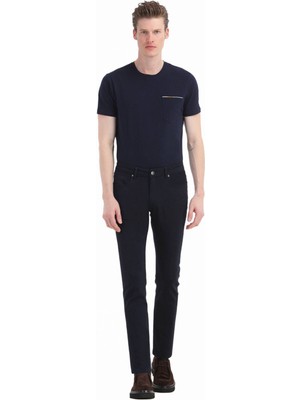 Ramsey Lacivert Düz Dokuma Slim Fit Casual Pamuk Karışımlı Pantolon