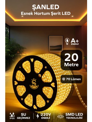 ŞANLED Hortum Esnek Şerit LED  Amber Rengi + 220V FIŞ/1,2,3,4,5,10,15,20,25,50,100 Metre